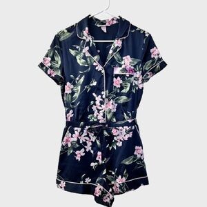 Victoria’s Secret Satin Floral Romper Sleepwear size small